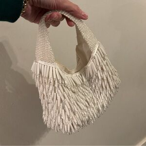 Cream Beaded Women's Bag